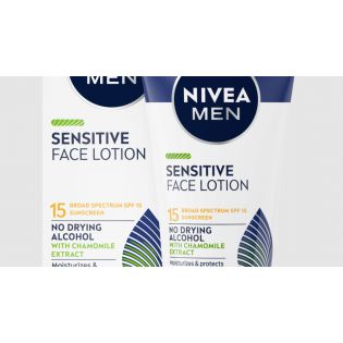Lotion pour le visage sensible à la crème solaire à large spectre SPF 15